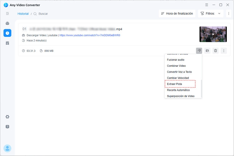 Abrir el vídeo descargado en el Editor de pistas