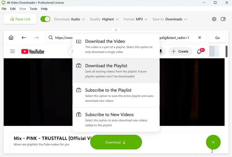download youtube playlist with 4k video downloader +