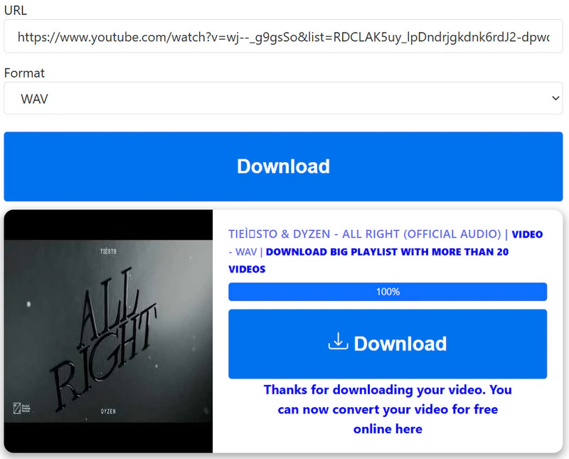 convert youtube to wav with loader.to