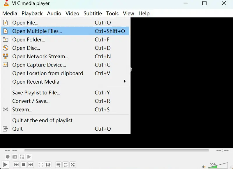 add mutiple files in vlc