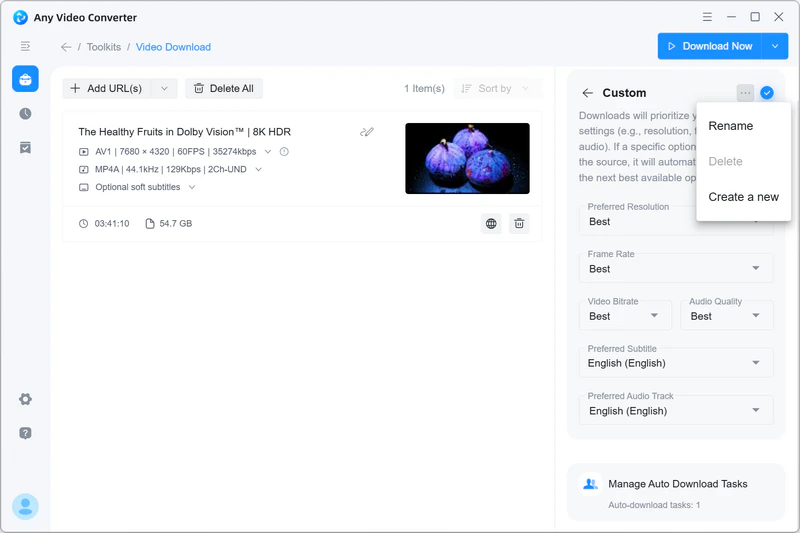 configure custom mode download settings