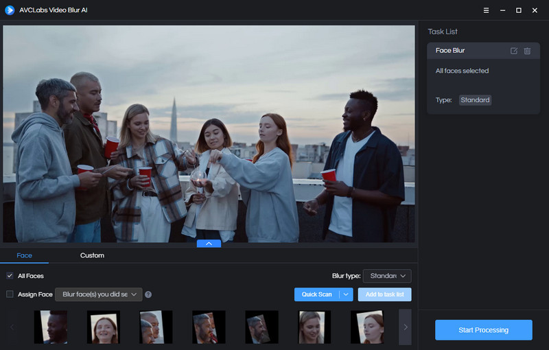 select all faces